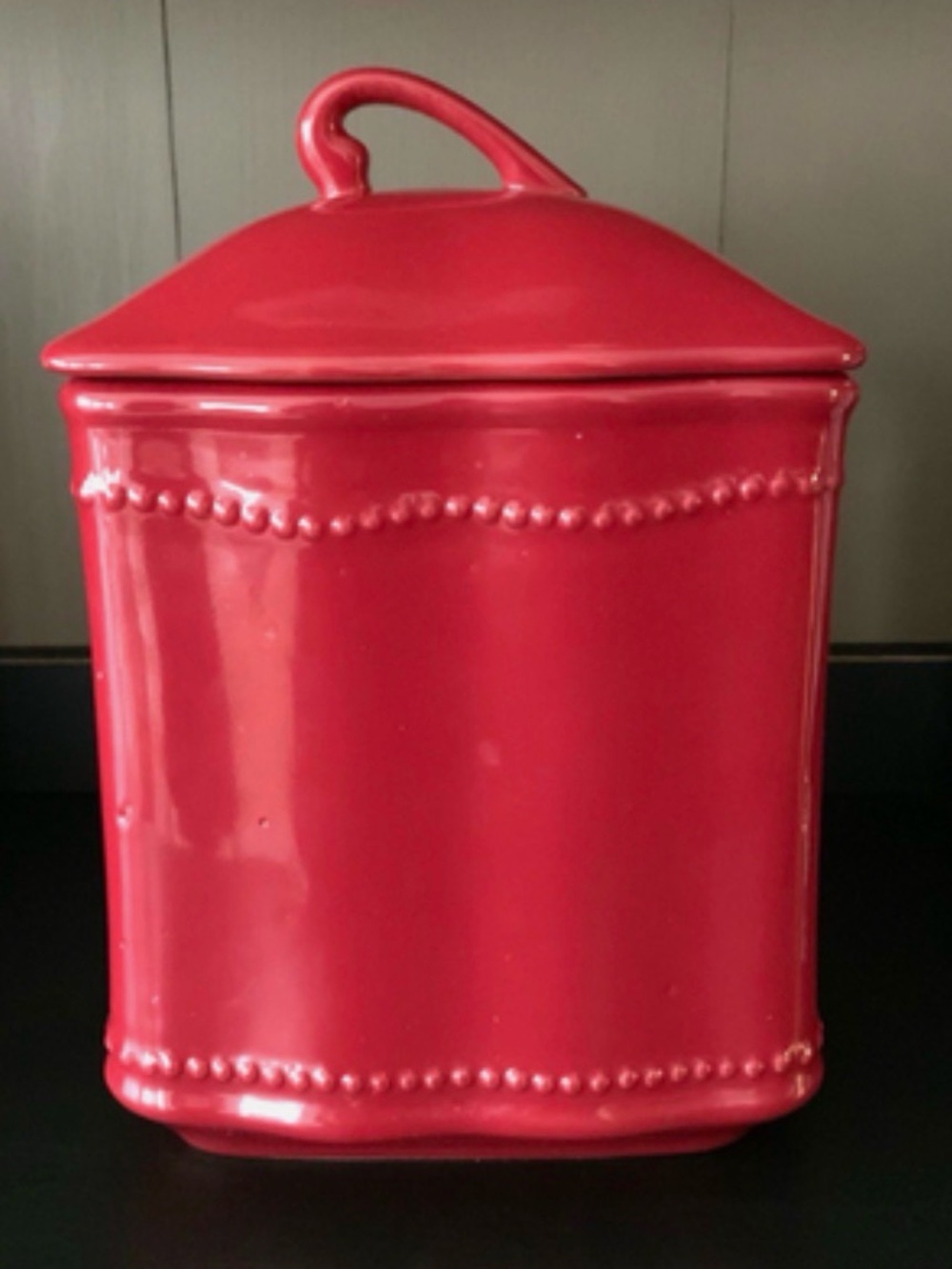 Princess House Pavilion Red small canister. New in box.